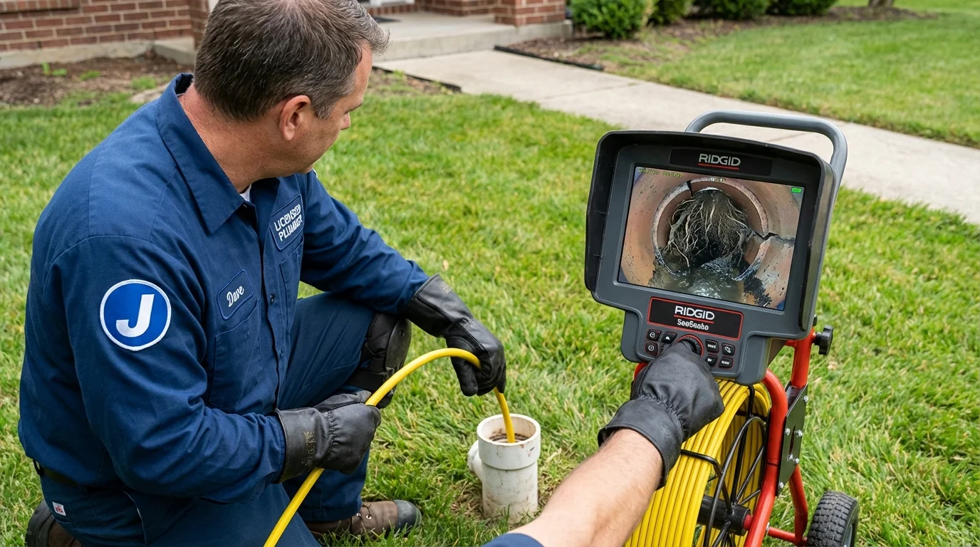 Sewer camera inspection being performed by Johns Plumbing LLC in Springville