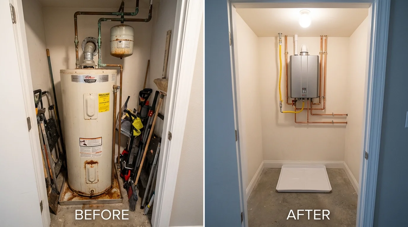 Tank water heater versus wall-mounted tankless unit comparison for Springville, NY homeowners
