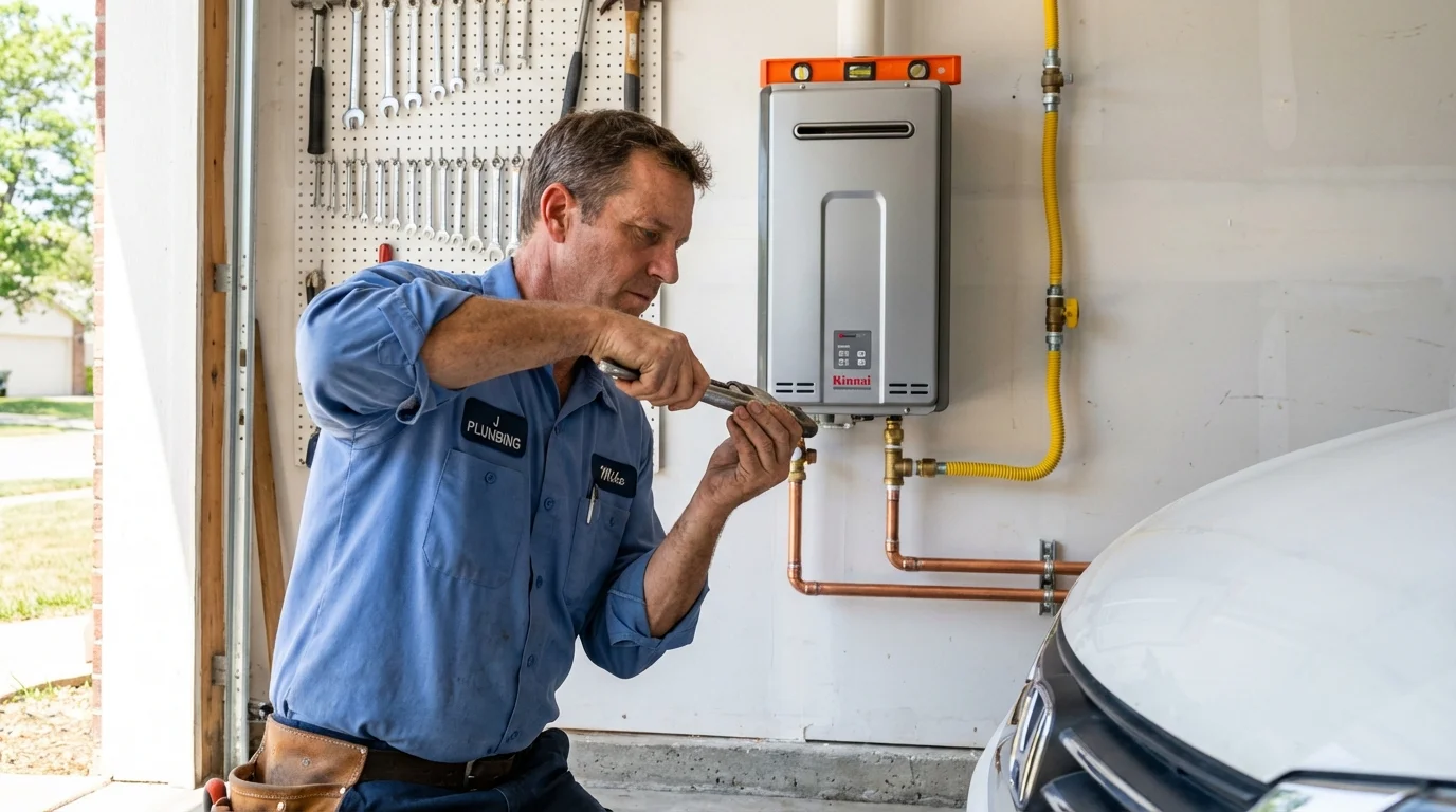 Tankless water heater installation by a Johns Plumbing LLC plumber in Springville